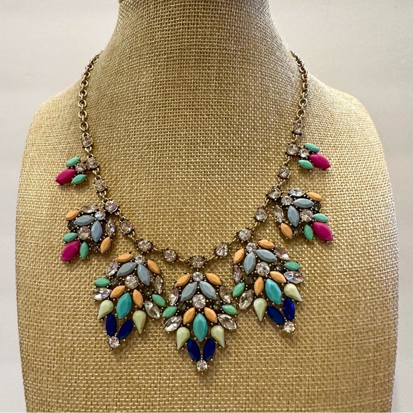 Sky Blue Red Green and Black Statement Necklace main image 0